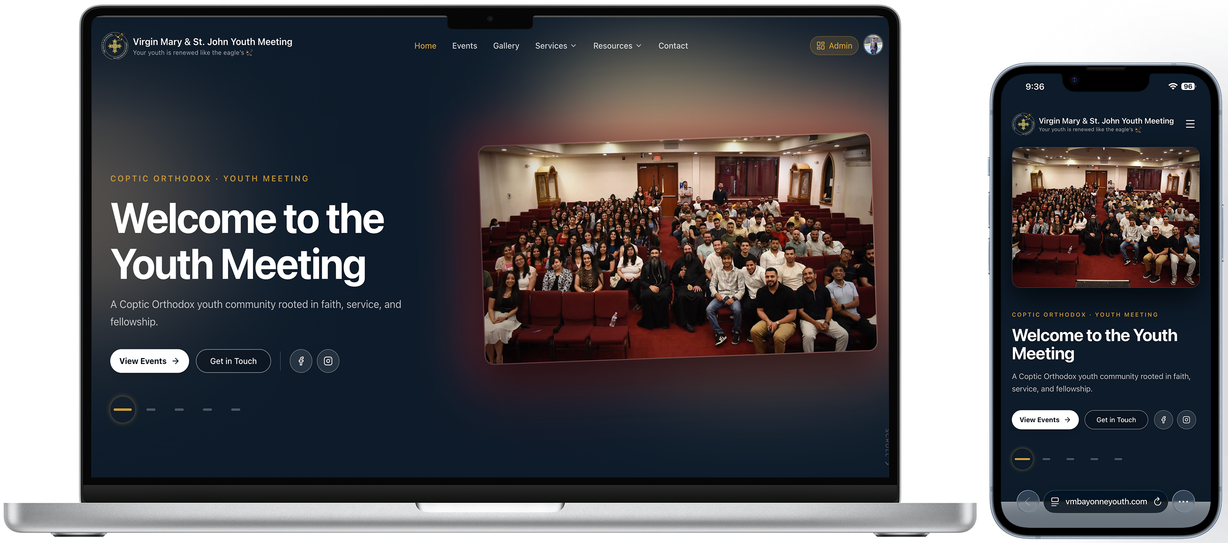 Virgin Mary & St. John Youth Meeting website mockup